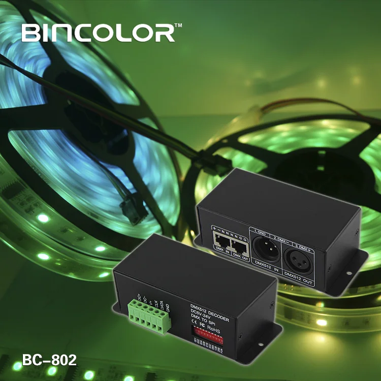 BC-802 Bincolor DMX512 signal dmx to ws2811 TM1803 TM1804 DMX led strip controller