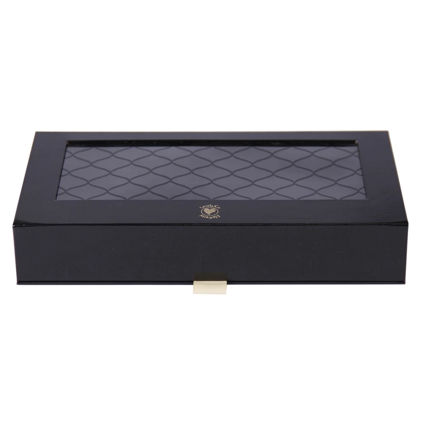 Custom black see through paper bow tie packaging gift box wholesale