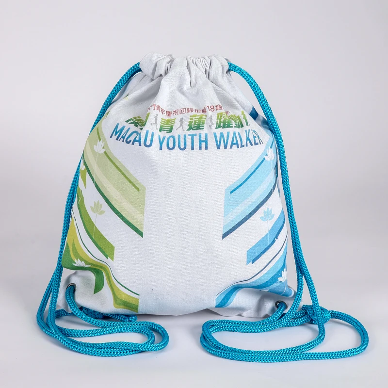 
cotton canvas gym sport duffle bag with logo printed for promotional 