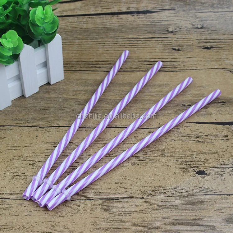 BPA-Free Red and white stripe acrylic straws,  Reusable Plastic Thick Drinking Straws