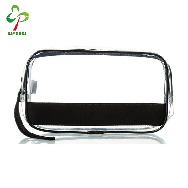 Travel clear plastic PVC zipper cosmetic pouch transparent makeup bag