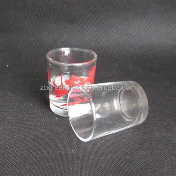 Wholesale straight side round clear shot glass with decal