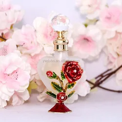 10ml Patented Metal Rose Perfume Bottle Copper Cap With Stainless Bar Heart Glass Essential 0il Refillable Bottle#59702/59702