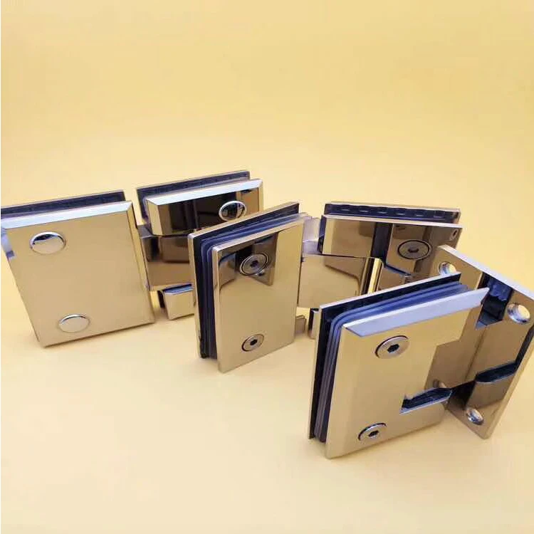 Double brass shower door pivot hinge for bathroom