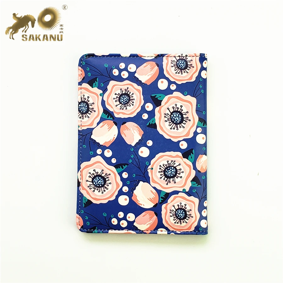 customized full 4C color printing PU leather passport holder cover case