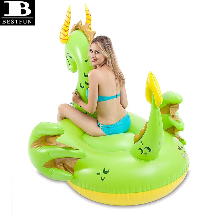heavy duty vinyl inflatable storybook dragon pool float durable water lounge island swim party toys for adults & kids