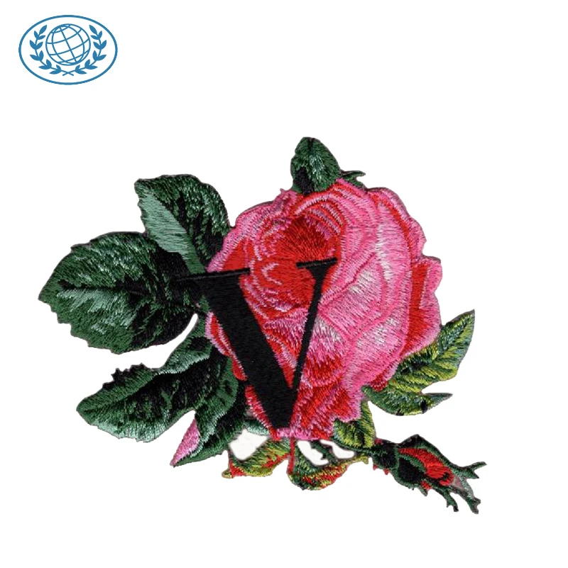 Custom flower embroidered patches beautiful small flower embroidery patch