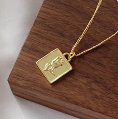 JOFO Jewelry 925 Sterling Silver Rose Flower Vintage Design Square Locket Pendant Necklace, 18in