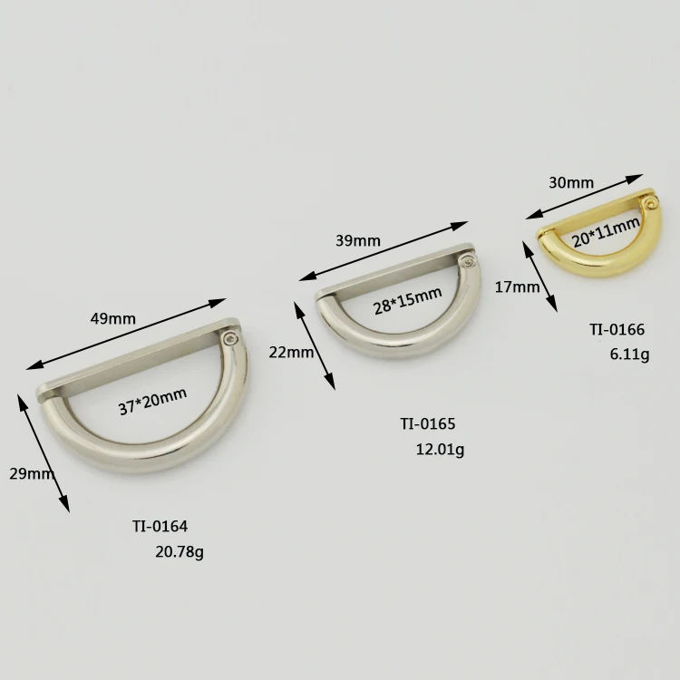 Top selling zinc alloy metal open D ring bag metal spring d ring buckle