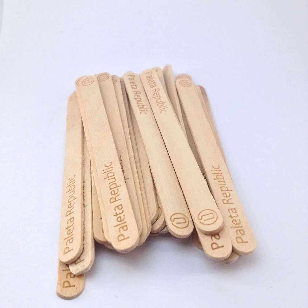 Laser Engraved Logo Beveled Edge Natual Birch Wood Popsicle Ice Cream Sticks