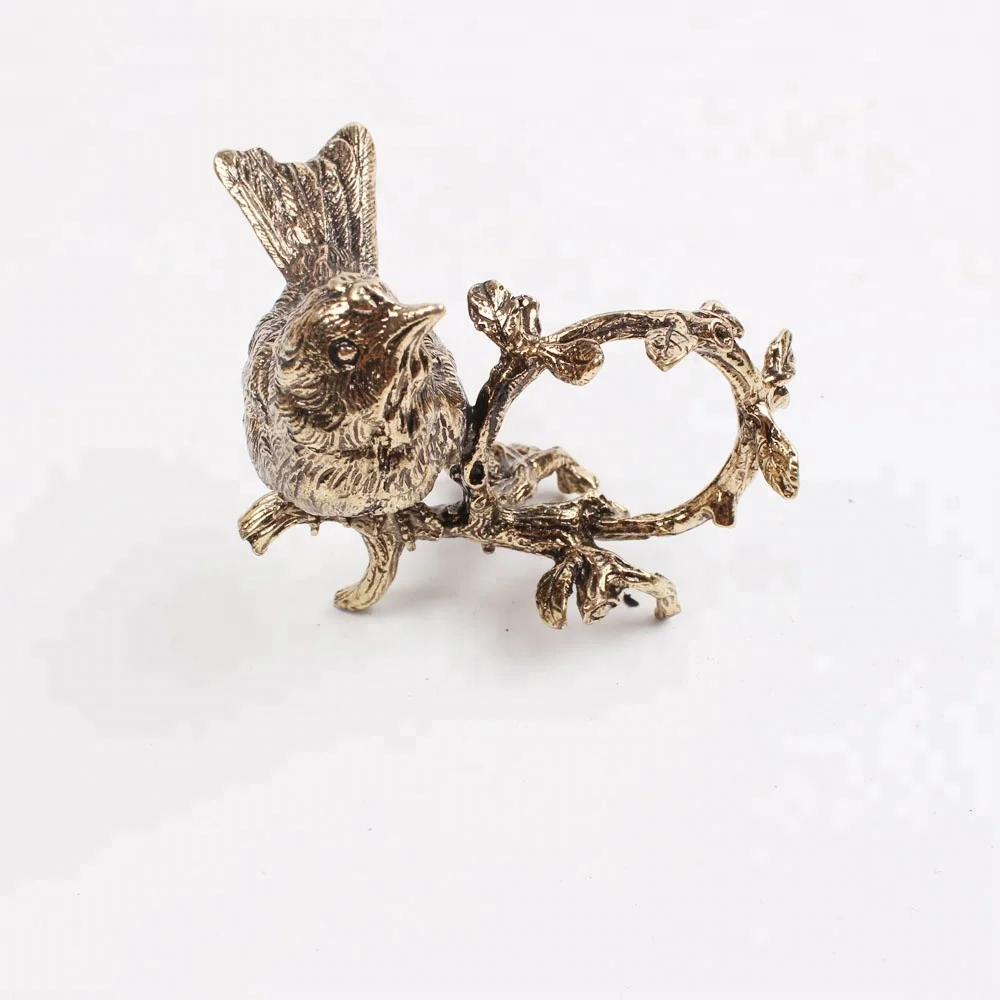 Metal Pewter Song Bird Vintage Napkin Rings For Table Decoration