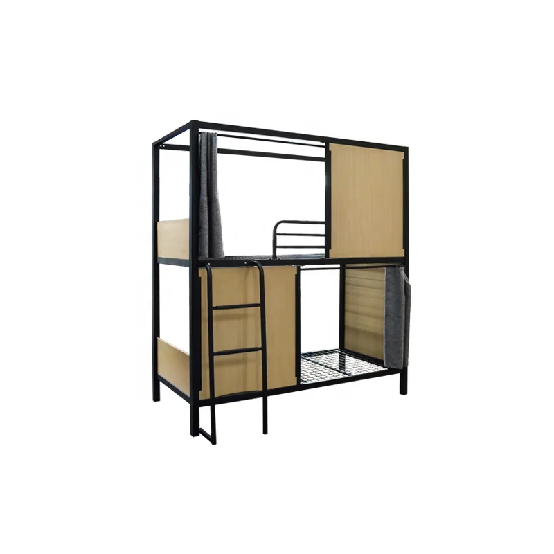 Adult Capsule Bunk Bed for Hostels Steel Metal School Student Dorm Bunk Bed Cheap Strong Army Military Dormitory Loft Bed Frame