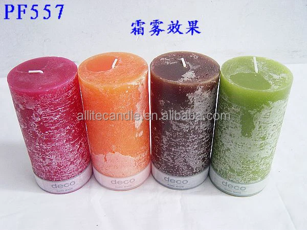 Allite home decorative private label paraffin frosted scented pillar candle
