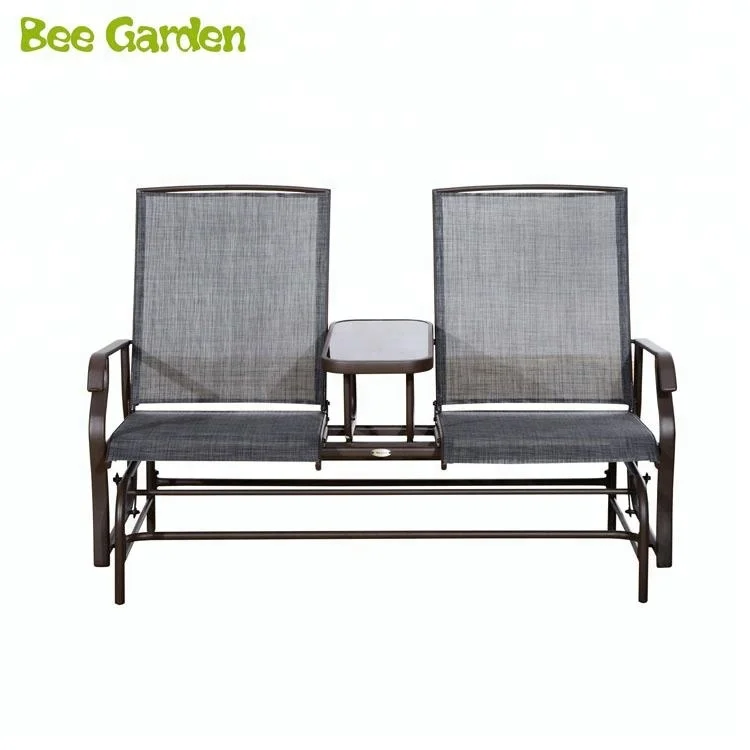 Mesh Fabric Patio Double Glider Chair 2 Person Outdoor Outdoor Furniture Modern in Stock Paulistano Chair Outdoor Leisure Time