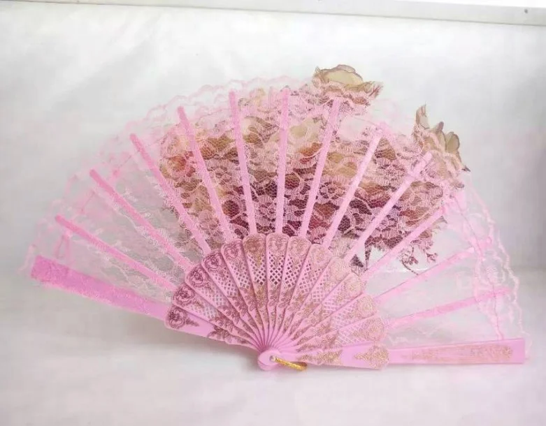
Amazon Chinese small pp pvc lace plastic hand fan for wedding in bulk 