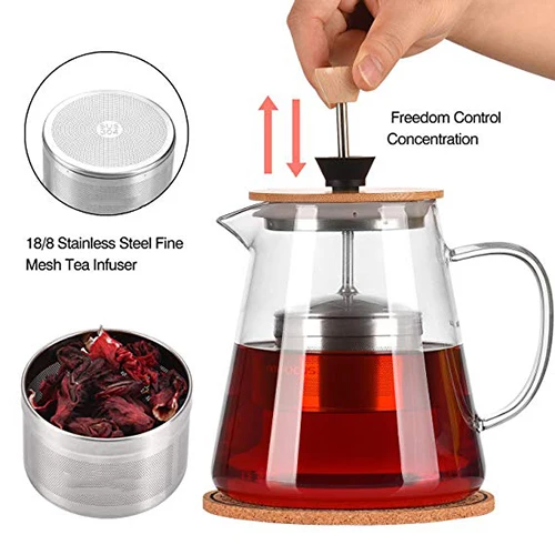 Handmade Wholesale Glass Teapot With Stainless Steel Infuser And Lid Glass Teapot Borosilicate