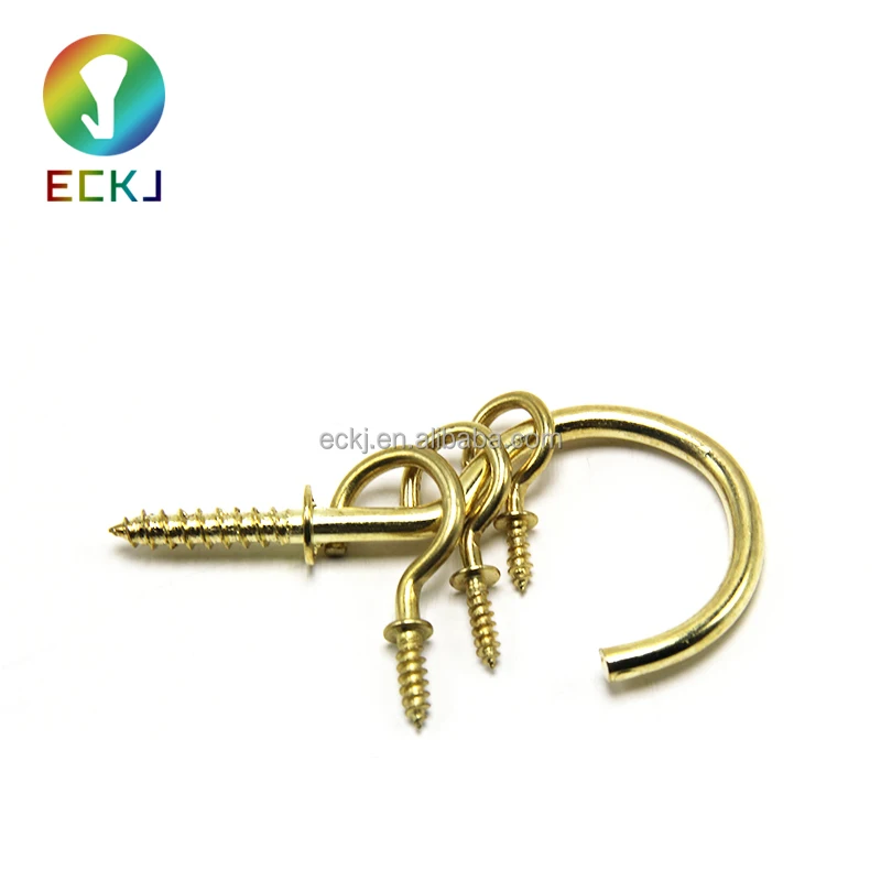 ECKJ WenZhou Factory Direct Price copper screw hooks Brass hook cup screw Cup Hooks