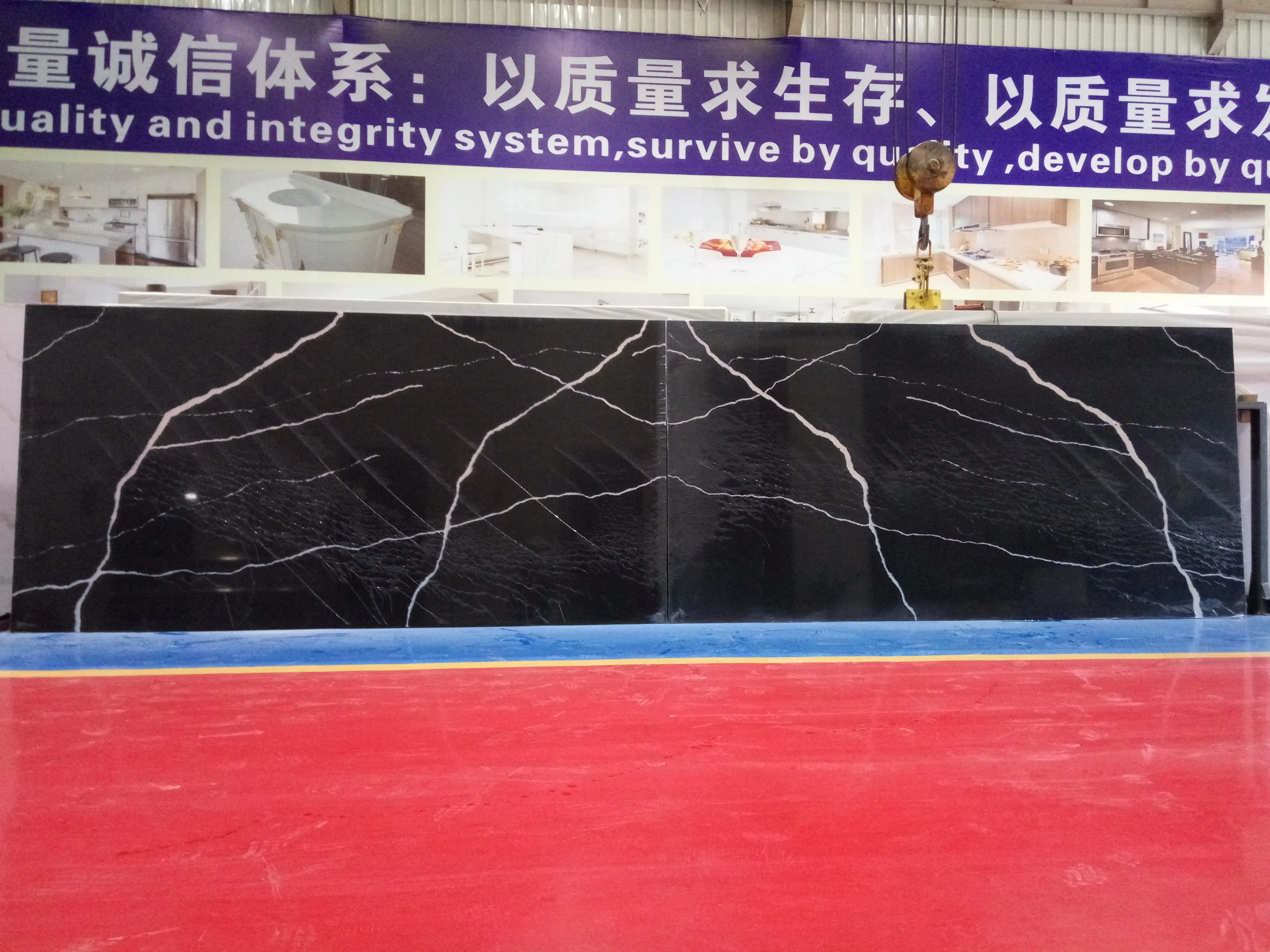 Manufacturer of black marquina quartz stone slabs artificial stone