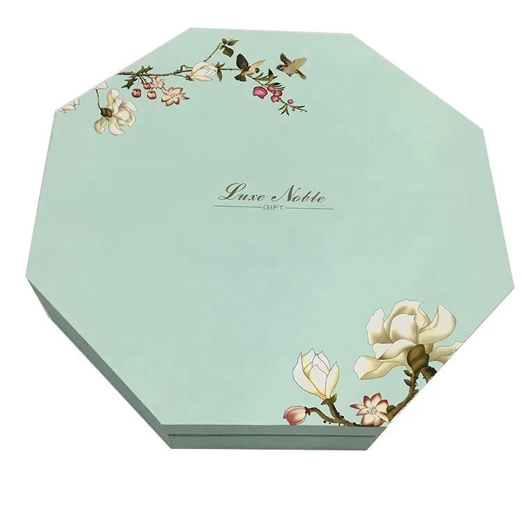 Recycled Luxury Card Board Paper Packing Boxes Octagon Shape Lid And Base Gift Box