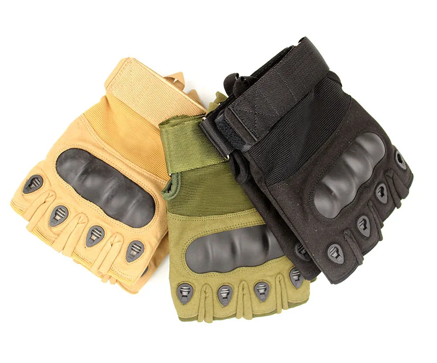 2021 Fingerless Tactical Airsoft Army  Black Tan Green Hard knuckle Military Gloves