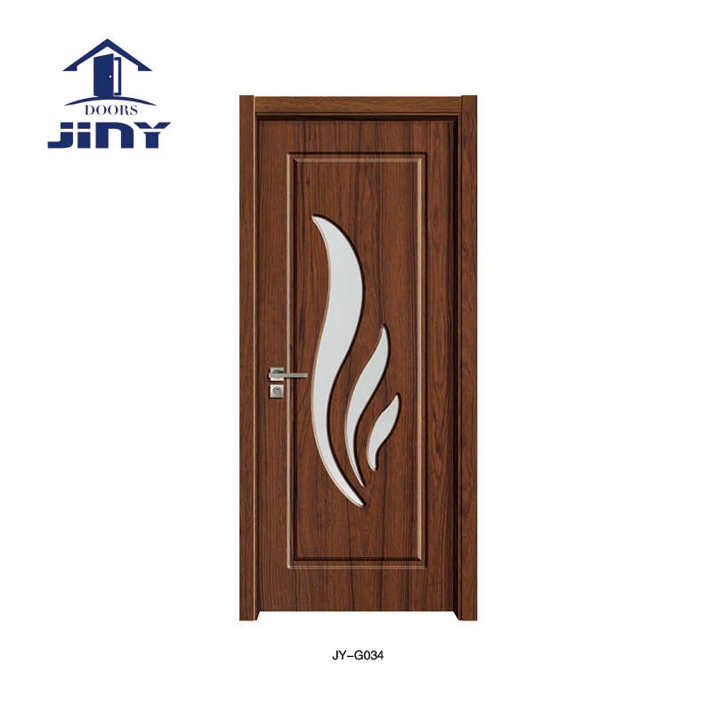 2022 JINY Finished surface PVC bathroom door design insert clean glass