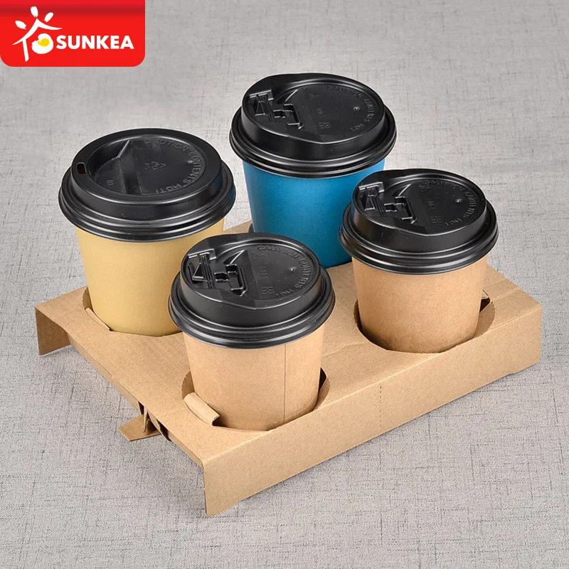 Durable cardboard takeaway coffee paper cup holder