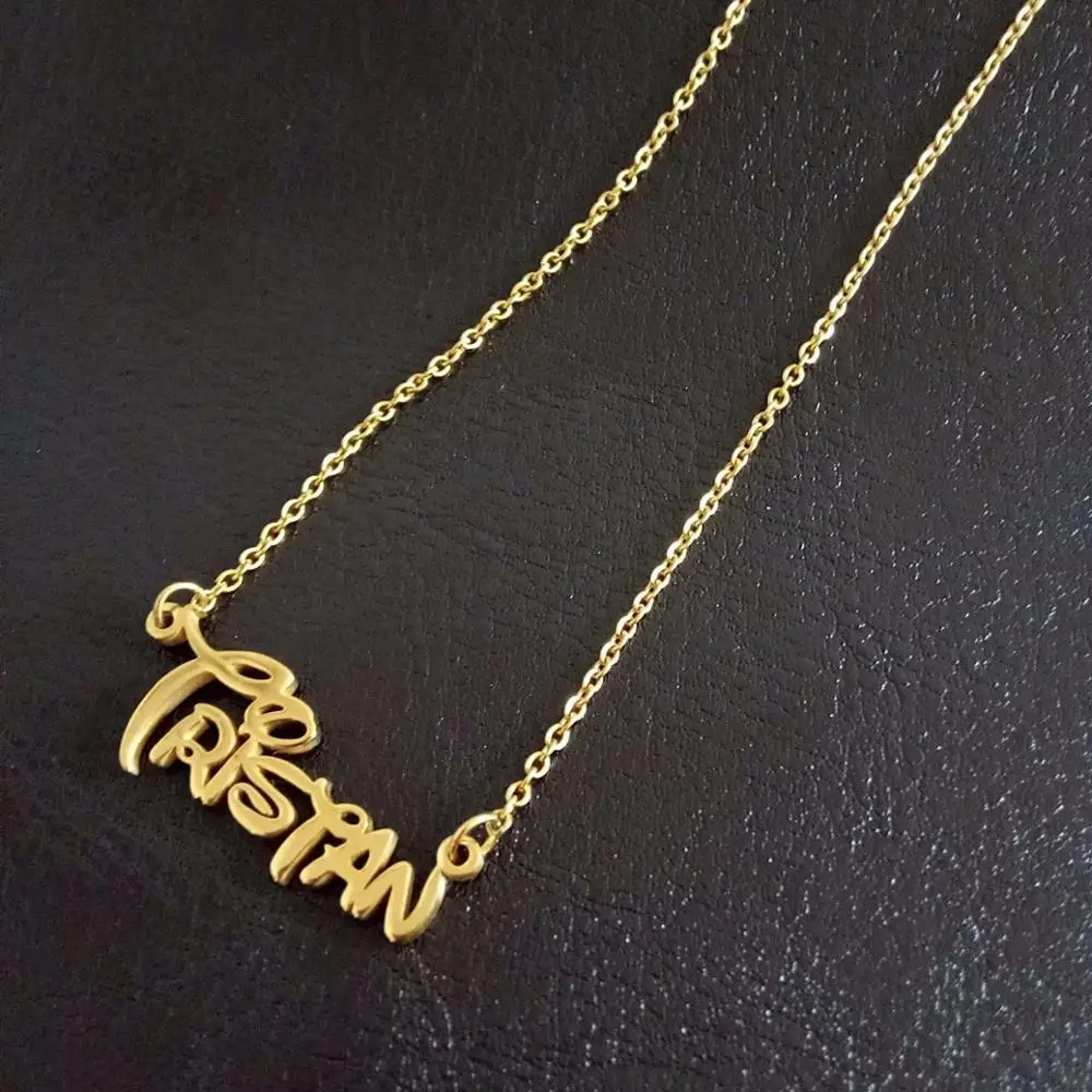 Stainless steel chain necklace name necklace personalized gold pendant