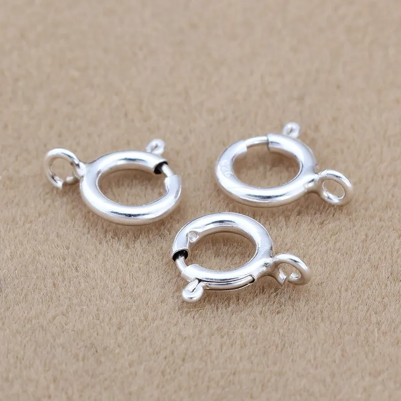 5mm 6mm 7mm 8mm high quality diy jewelry accessory spring ring circle lobster clasp 925 sterling silver clasp