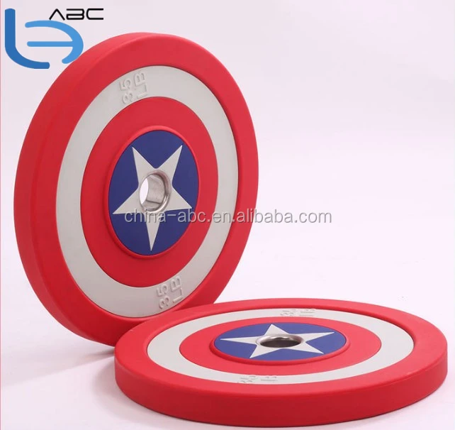 Captain America Gym Crossfit Professional PU Barbell Bumper Weight Plate