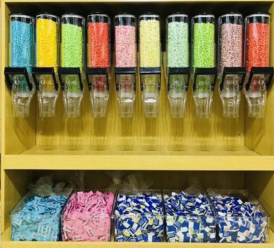
Wholesale foods clear plastic mini candy container grvaity dry foods gravity bin bulk candy dispenser for sale 