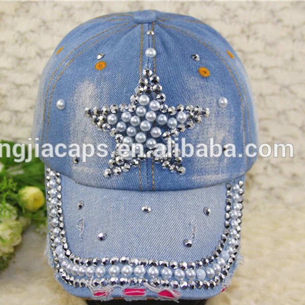 0918030 Women denim Sequins baseball cap Rhinestone bones hats and caps lady spring hat