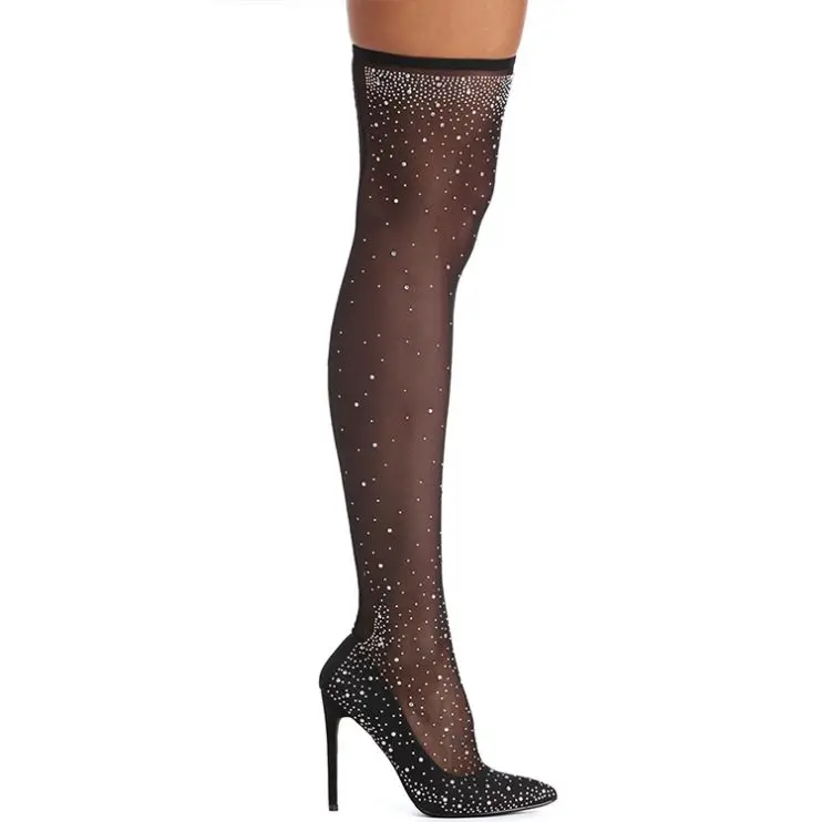 Новинка 2019, женские ботинки, модные чулки со стразами, популярная сексуальная женская обувь на высоком каблуке