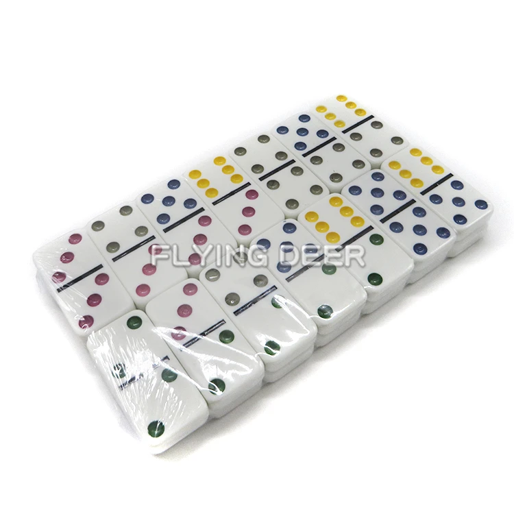 
High Quality Family Classic Game Ivory Double Color Domino With Colored Dots 