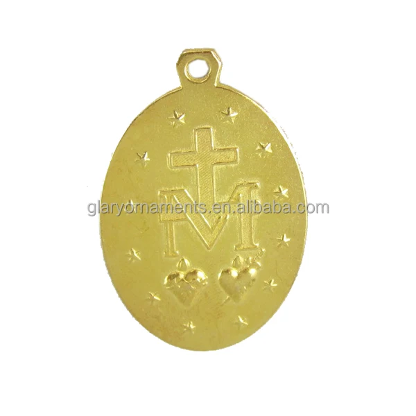 Gold tone religious miraculous medal