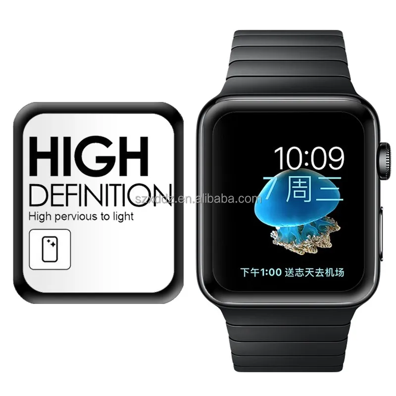 For Apple Watch Tempered Glass 3D Full Glue Soft Bumper  Full Cover Curved Edge Screen Protector for iWatch Series 1/2/3/4