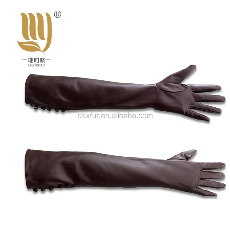 Fashion Long Style Women Sheepskin Leather Glove Long Lady Leather Glove