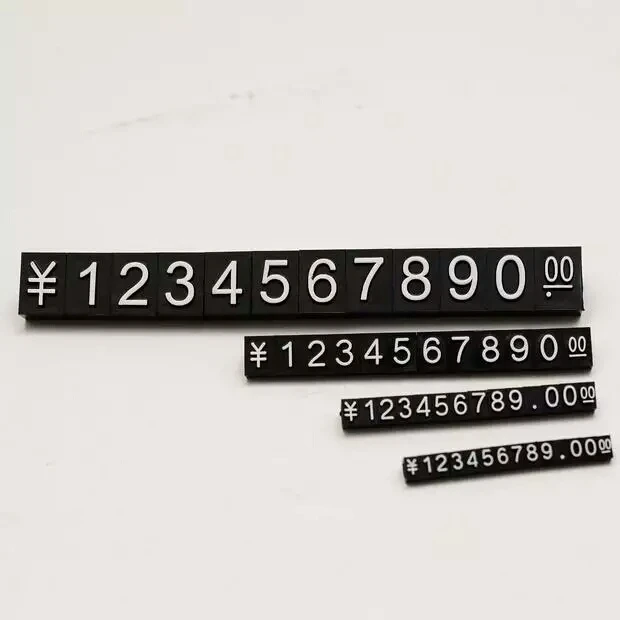 Four sizes three-dimensional convex digital plastic jewelry price tags pricing cubes display for jewelry shop