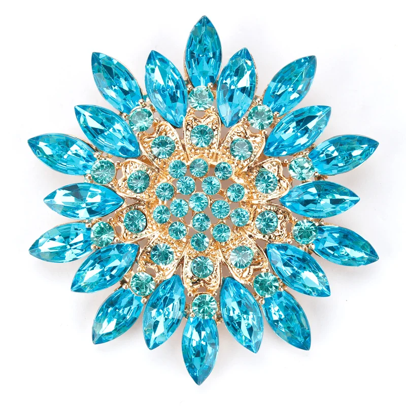 Fashion Shiny Rhinestone Party Dress Brooch Flower Crystal Brooch for Women