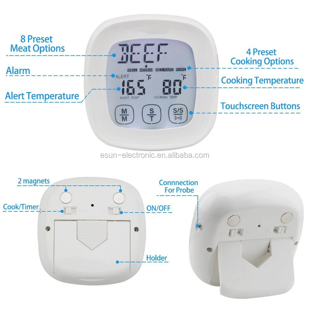 
Amazon Best Seller LCD Display Touchscreen Digital Oven Cooking Food Thermometer with Kitchen timer 