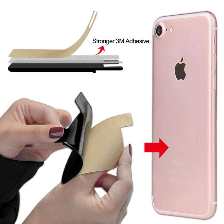 Black Mobile Phone Back Cover 3M Adhesive Sticker Silicone Phone Credit Card Holder for iPhone