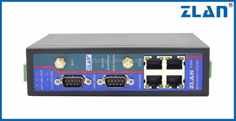 
ZLAN8304N2-3 2 ports 4 Ethernet Port 3G 4G to Wifi RS232 485 422 Mutual Conversion Router modem P2P N2N serial device server 