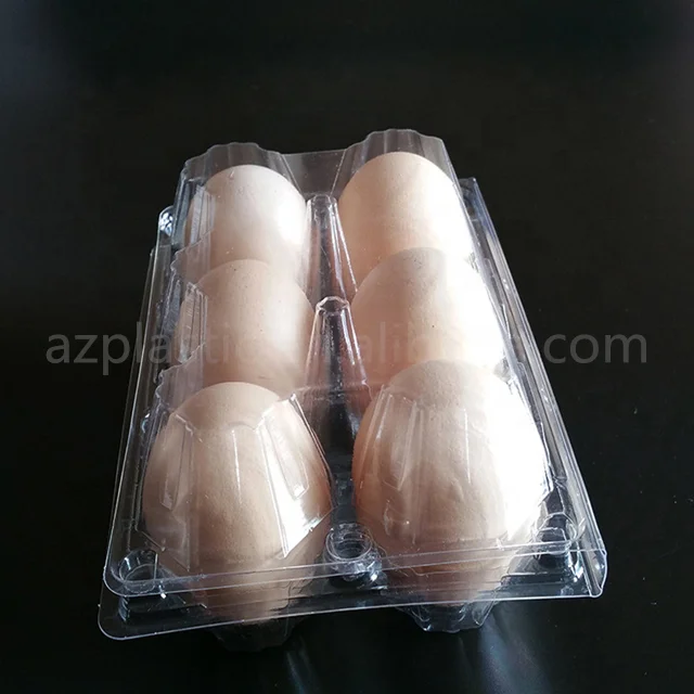 Disposable Cheap Clamshell 6 Holes Plastic Blister Eggs Packaging Tray