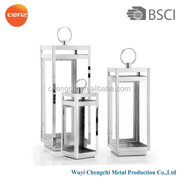 Set of 3 Indoor and Outdoor Popular Good Quality  Garden Decoration Stainless Steel Candle Lantern