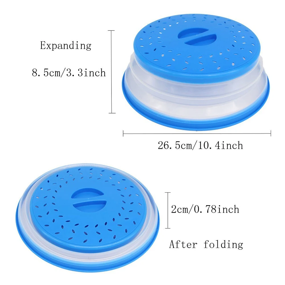 Bpa Free Prevents Food Splatter Perforated For Ventilation Silicone Collapsible Dome Flat Bowl Plate Lid Microwave Hover Cover