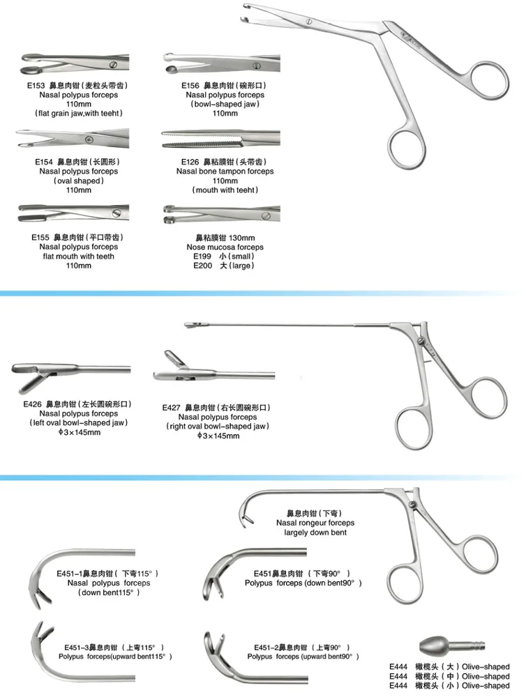 Nasal polypus forceps (down bent 90degree), Nose instruments