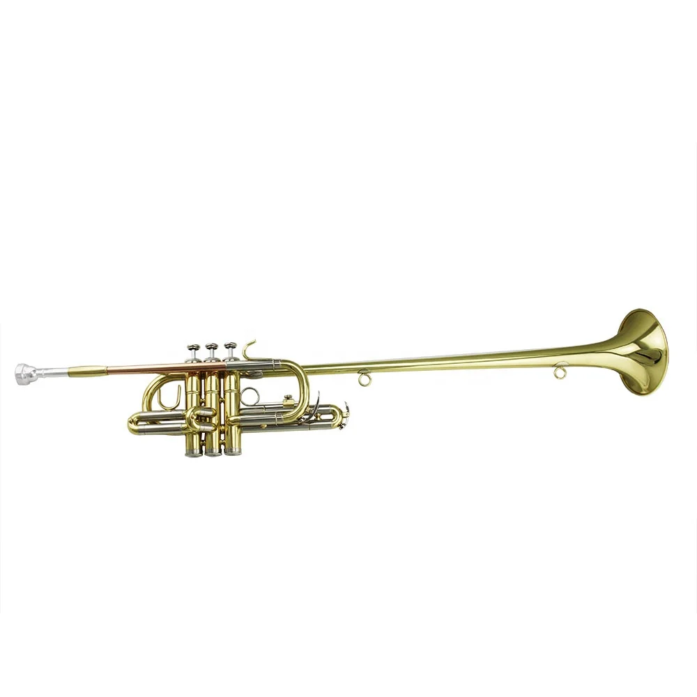 Gold lacquer Tone Bb Brass body Cupronickel tuning pipe/piston gold brass lead pipe Herald Trumpet