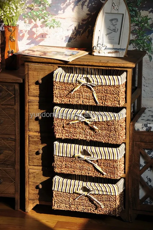 Античный шкаф из массива дерева с ящиками для хранения