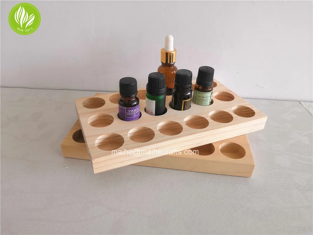 cosmetic natural wood essential oil bottle displaying organizer holder rack stand