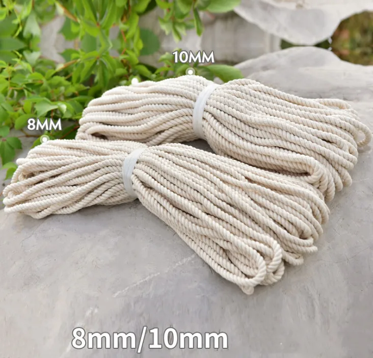Wholesale twisted natural 10mm thick cotton rope macrame cord 10mm supplier
