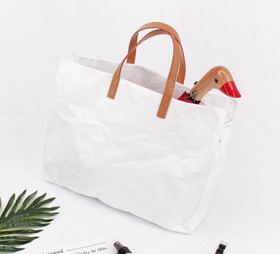 wholesale new material kraft paper women bags handbag custom, waterproof paper lady handbag tote bag shoulder
